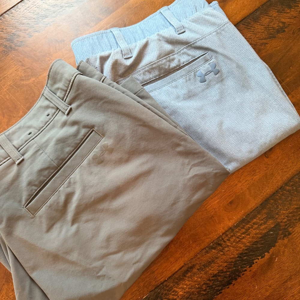 Under Armour Mens Golf Shorts Lot of 2 HeatGear Gray‎ Blue Size 40 Performance